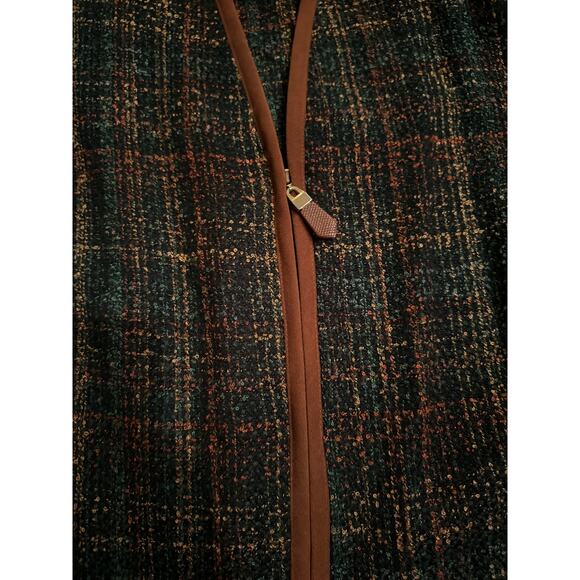 Vintage M.H.M. Melissa Harper collarless brown plaid woven blazer size 14 - Picture 10 of 11